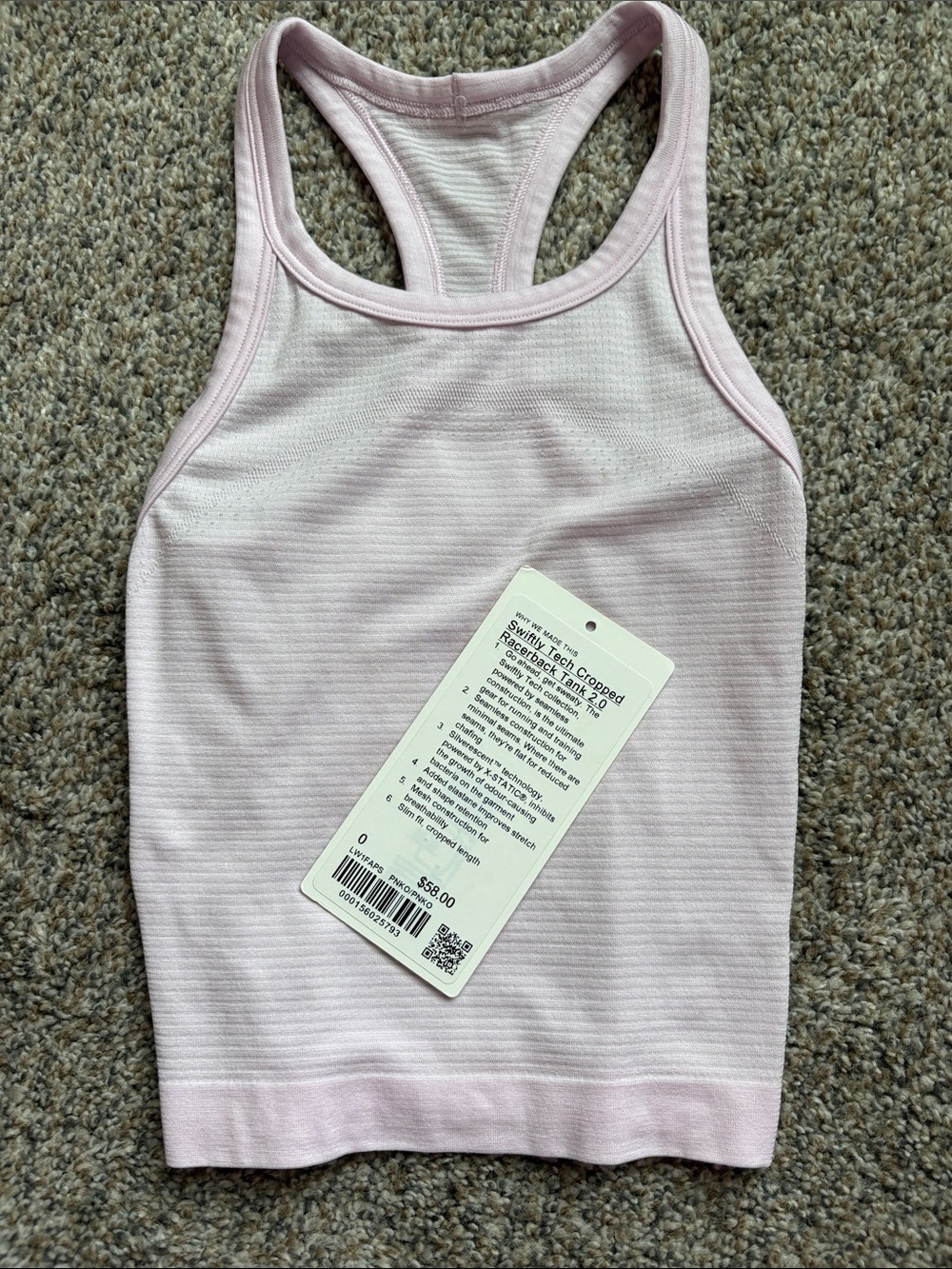 Lululemon Light Pink Ribbed Racerback Tank